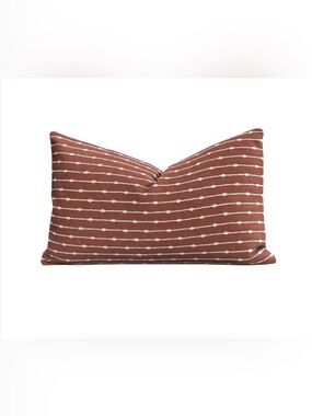 Striped Pillow Cover Indoor/Outdoor Lumbar 12x20” (1-Count) RUST Neutral